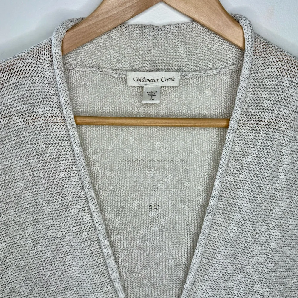 Coldwater Creek Linen & Cotton Cream Loose Knit Long Cardigan SMALL - Picture 3 of 11